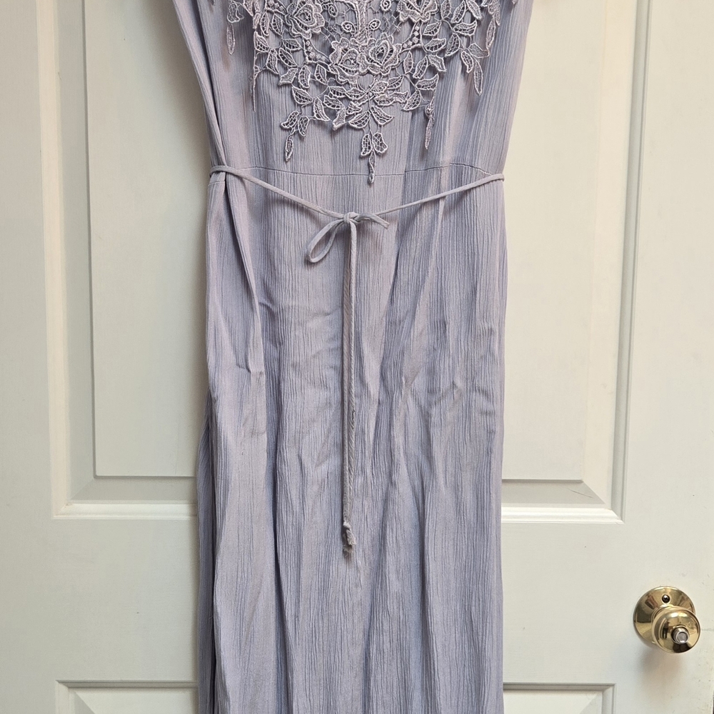 Lace-Yoke Maxi Dress in Light Lavender